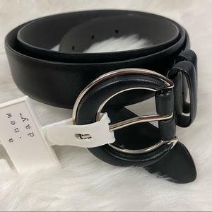 A New Day Black Faux Leather Inlet Round Belt